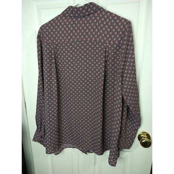 Chelsea & Theodore Shirt Woman XL Collared Button Long Sleeve Floral Check - Picture 8 of 8